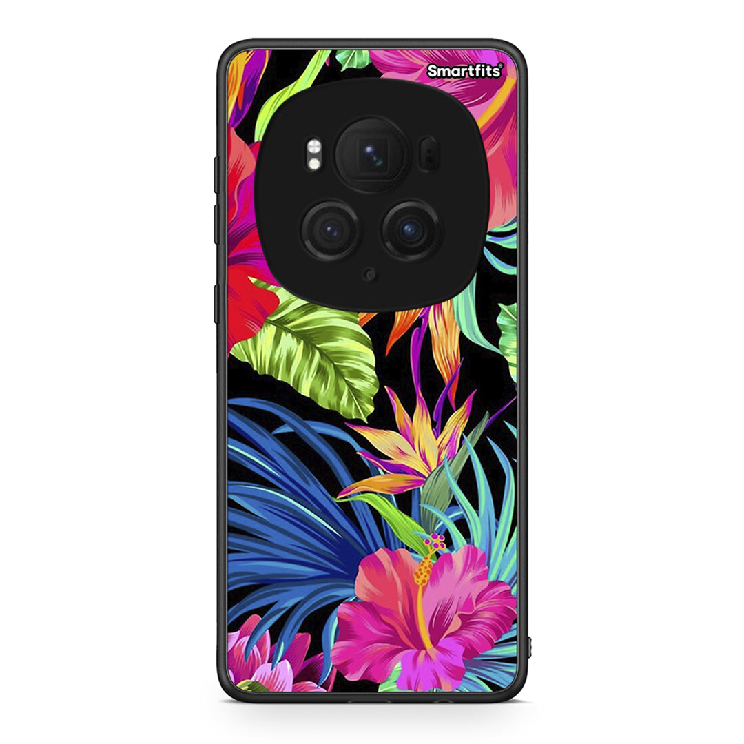 Honor Magic6 Pro Tropical Flowers θήκη από τη Smartfits με σχέδιο στο πίσω μέρος και μαύρο περίβλημα | Smartphone case with colorful back and black bezels by Smartfits