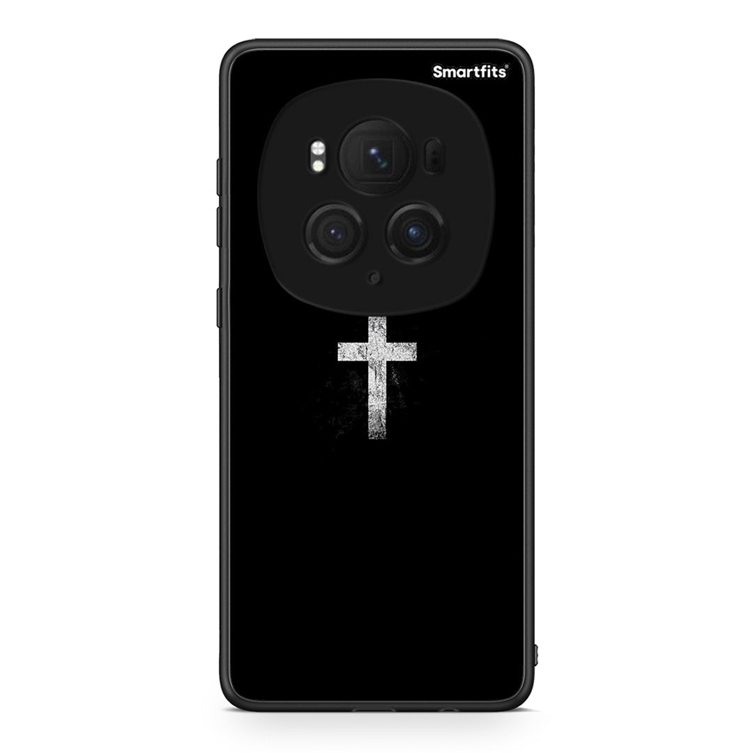 Honor Magic6 Pro White Cross θήκη από τη Smartfits με σχέδιο στο πίσω μέρος και μαύρο περίβλημα | Smartphone case with colorful back and black bezels by Smartfits