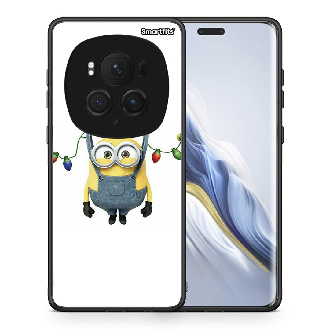 Θήκη Honor Magic6 Pro Xmas Minion Lights από τη Smartfits με σχέδιο στο πίσω μέρος και μαύρο περίβλημα | Honor Magic6 Pro Xmas Minion Lights case with colorful back and black bezels