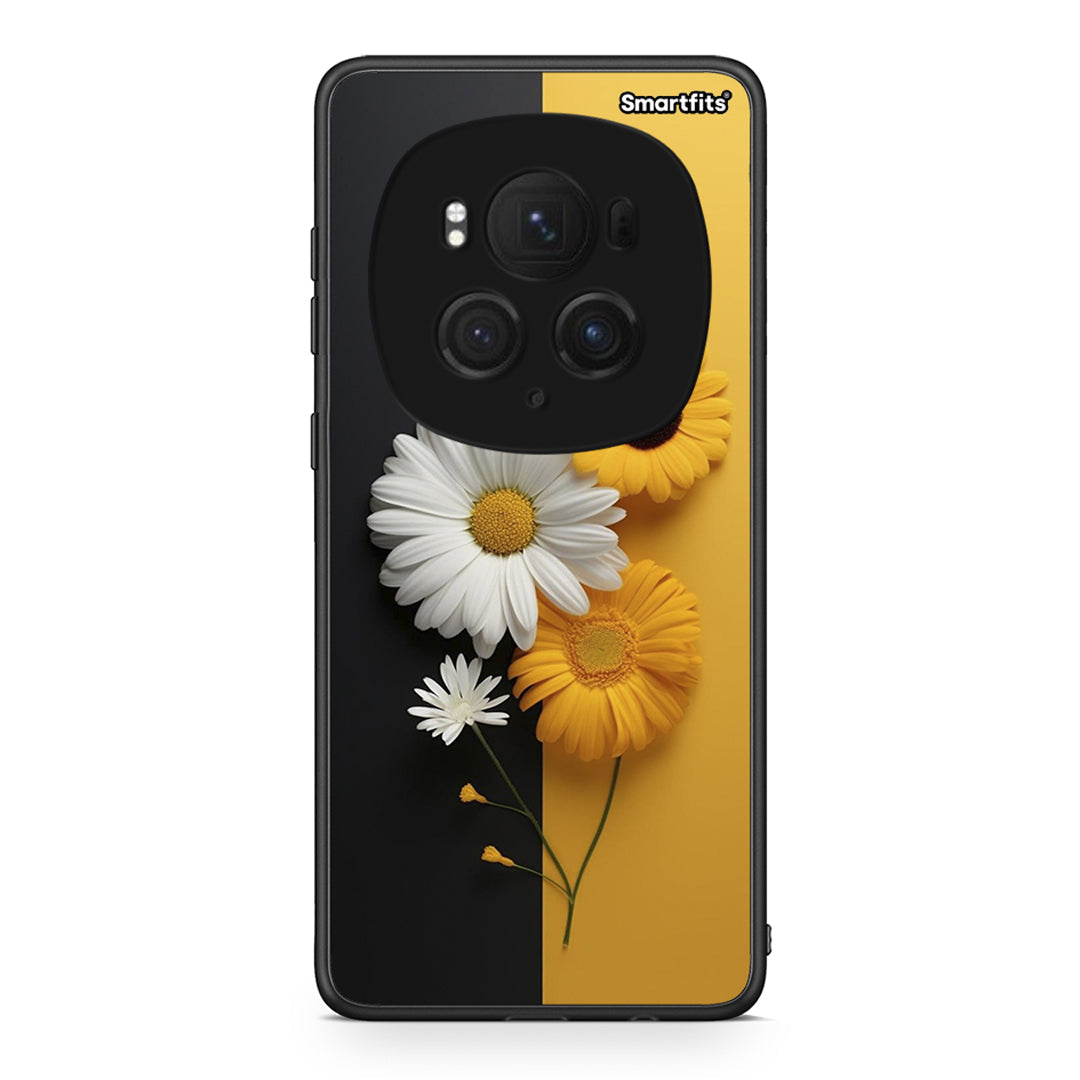 Honor Magic6 Pro Yellow Daisies θήκη από τη Smartfits με σχέδιο στο πίσω μέρος και μαύρο περίβλημα | Smartphone case with colorful back and black bezels by Smartfits