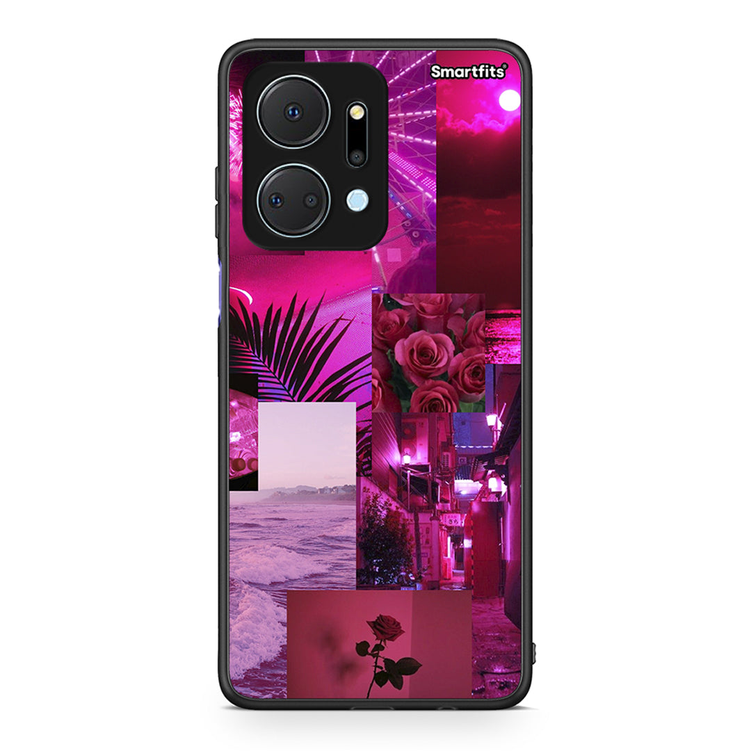 Honor X7a Collage Red Roses Θήκη Αγίου Βαλεντίνου από τη Smartfits με σχέδιο στο πίσω μέρος και μαύρο περίβλημα | Smartphone case with colorful back and black bezels by Smartfits