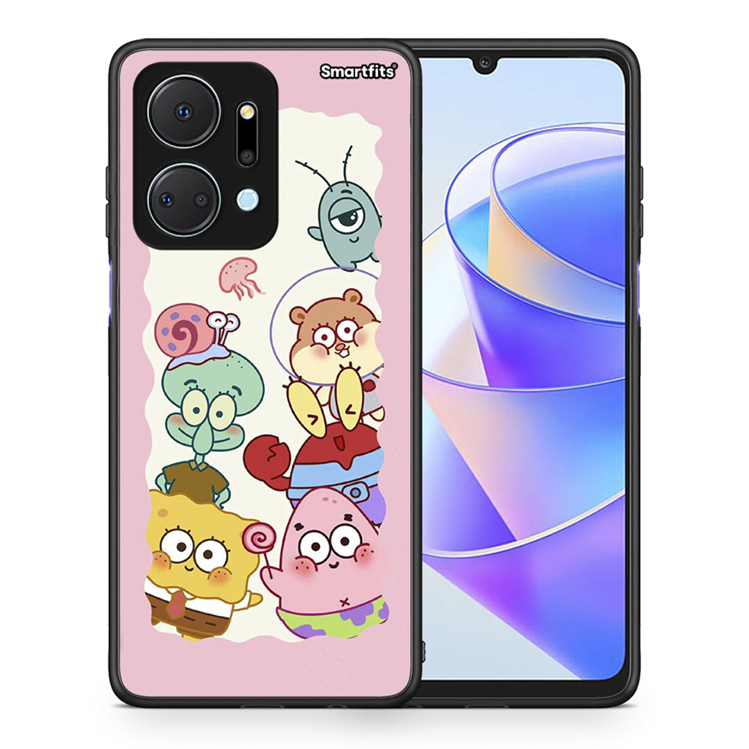 Θήκη Honor X7a Cute Companion από τη Smartfits με σχέδιο στο πίσω μέρος και μαύρο περίβλημα | Honor X7a Cute Companion case with colorful back and black bezels