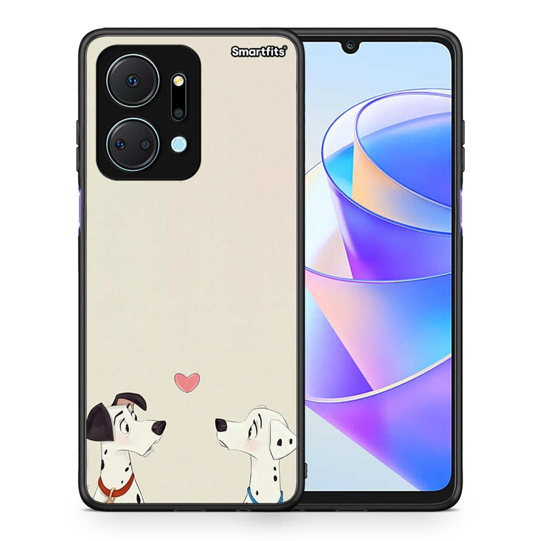 Θήκη Honor X7a Dalmatians Love από τη Smartfits με σχέδιο στο πίσω μέρος και μαύρο περίβλημα | Honor X7a Dalmatians Love case with colorful back and black bezels