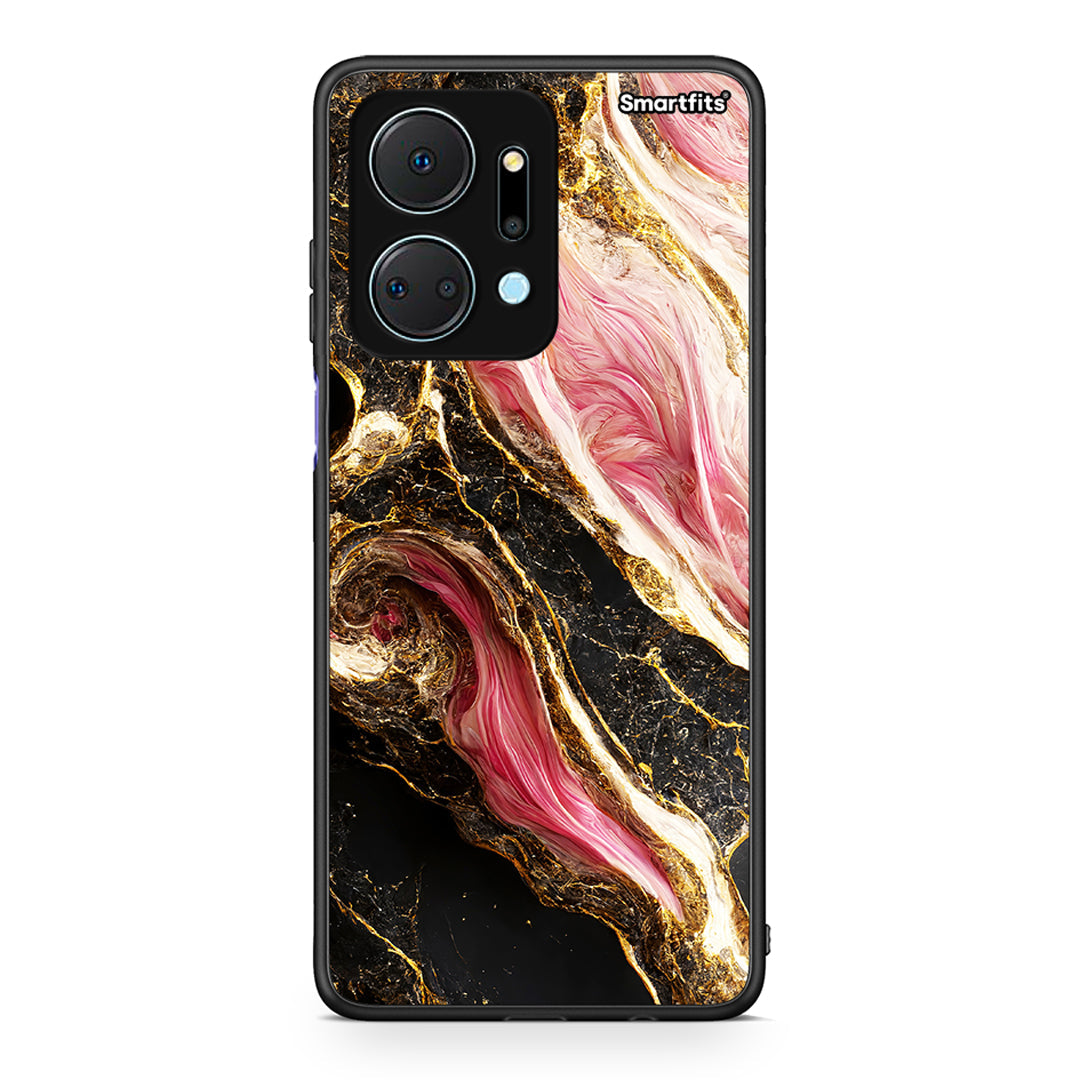 Honor X7a Glamorous Pink Marble θήκη από τη Smartfits με σχέδιο στο πίσω μέρος και μαύρο περίβλημα | Smartphone case with colorful back and black bezels by Smartfits