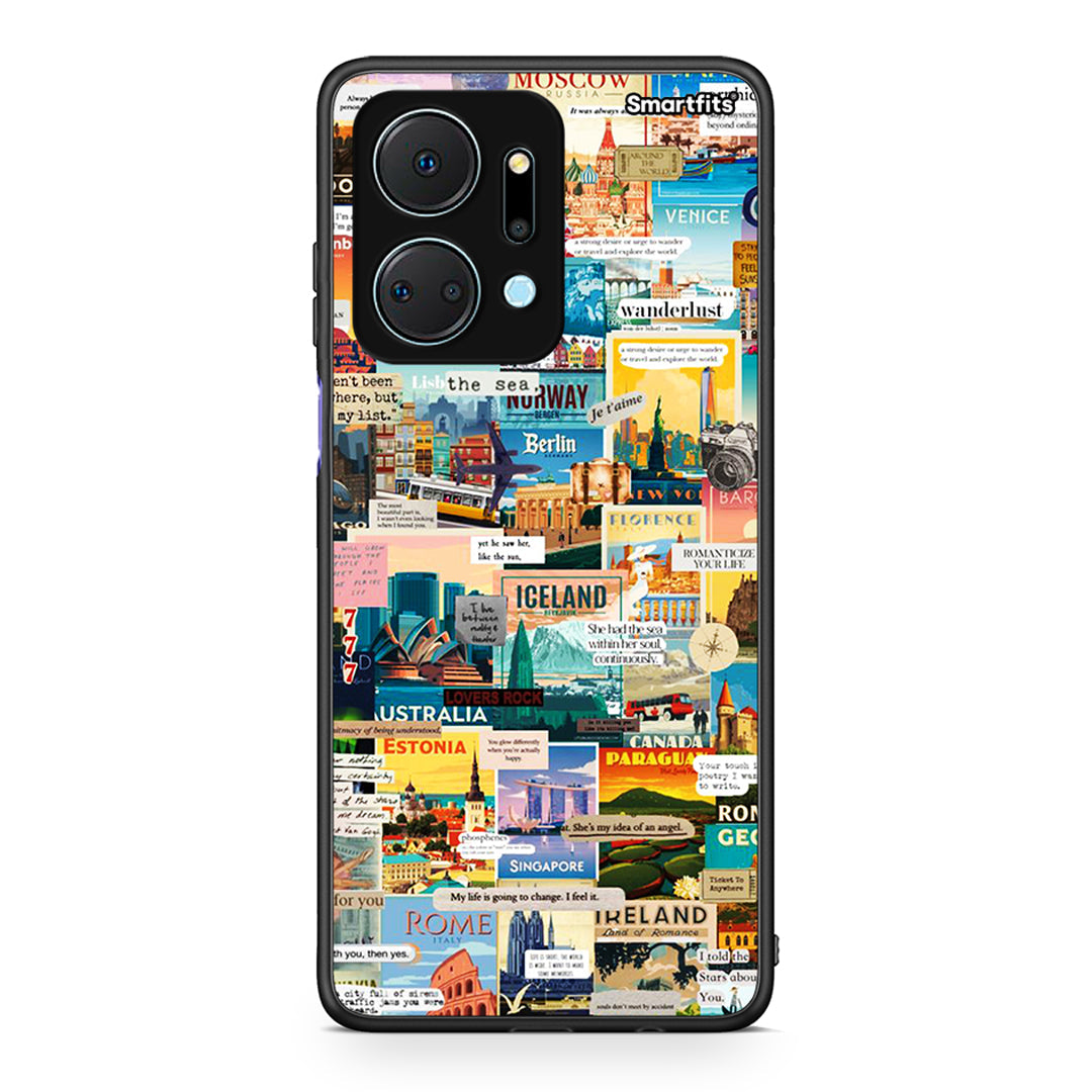 Honor X7a Live To Travel θήκη από τη Smartfits με σχέδιο στο πίσω μέρος και μαύρο περίβλημα | Smartphone case with colorful back and black bezels by Smartfits