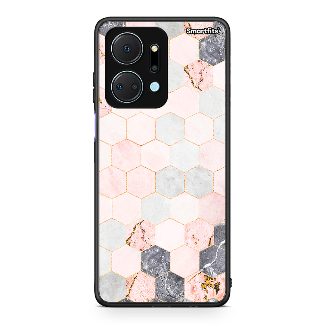 4 - Honor X7a Hexagon Pink Marble case, cover, bumper