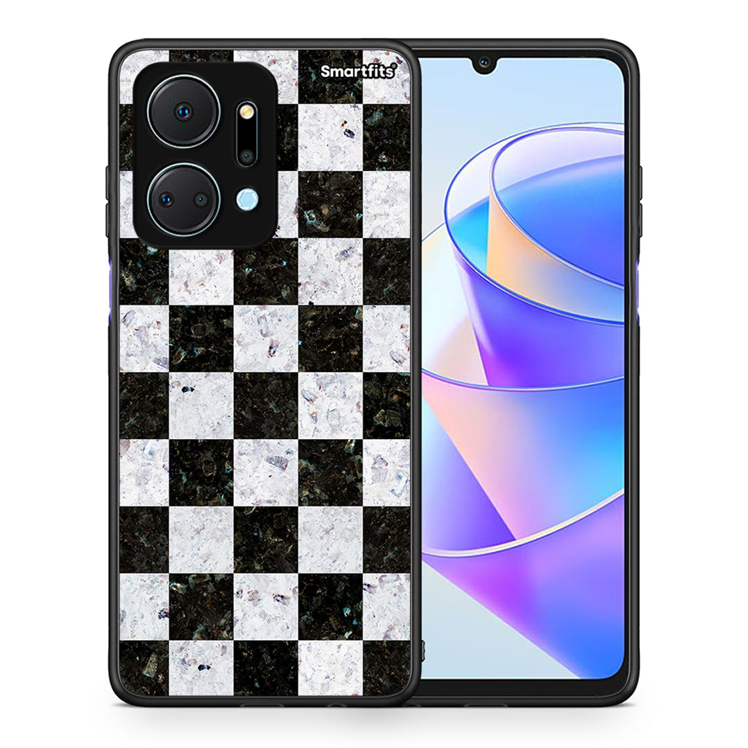 Θήκη Honor X7a Square Geometric Marble από τη Smartfits με σχέδιο στο πίσω μέρος και μαύρο περίβλημα | Honor X7a Square Geometric Marble case with colorful back and black bezels