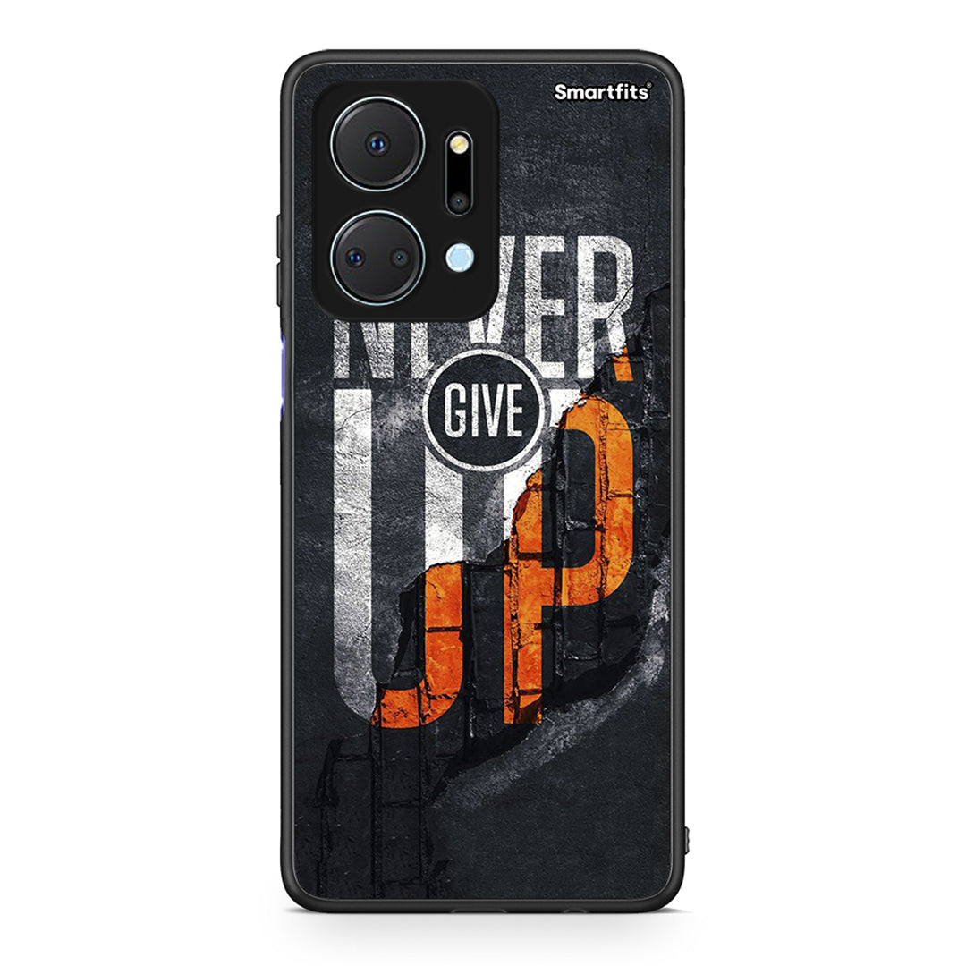 Honor X7a Never Give Up Θήκη Αγίου Βαλεντίνου από τη Smartfits με σχέδιο στο πίσω μέρος και μαύρο περίβλημα | Smartphone case with colorful back and black bezels by Smartfits