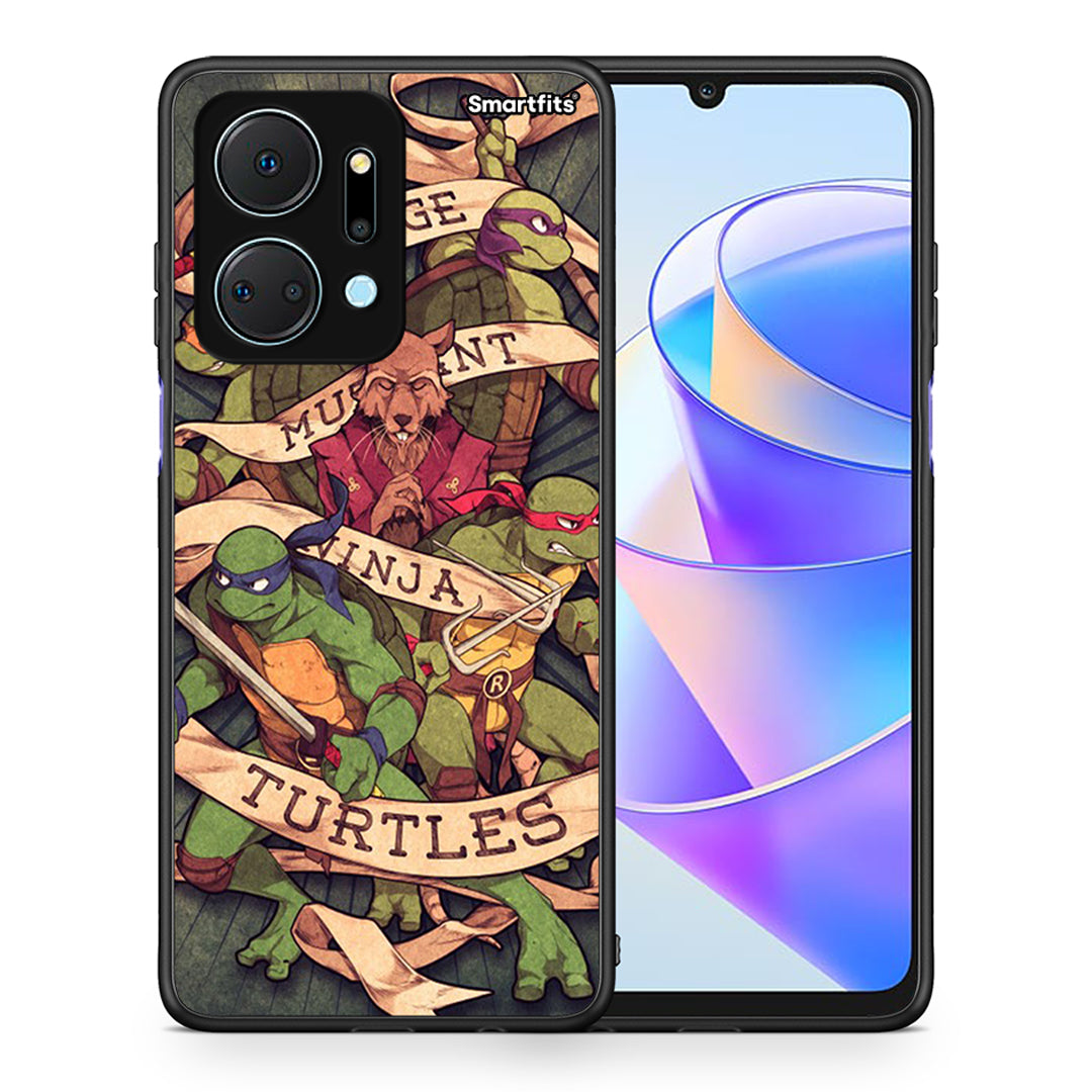 Θήκη Honor X7a Ninja Turtles από τη Smartfits με σχέδιο στο πίσω μέρος και μαύρο περίβλημα | Honor X7a Ninja Turtles case with colorful back and black bezels