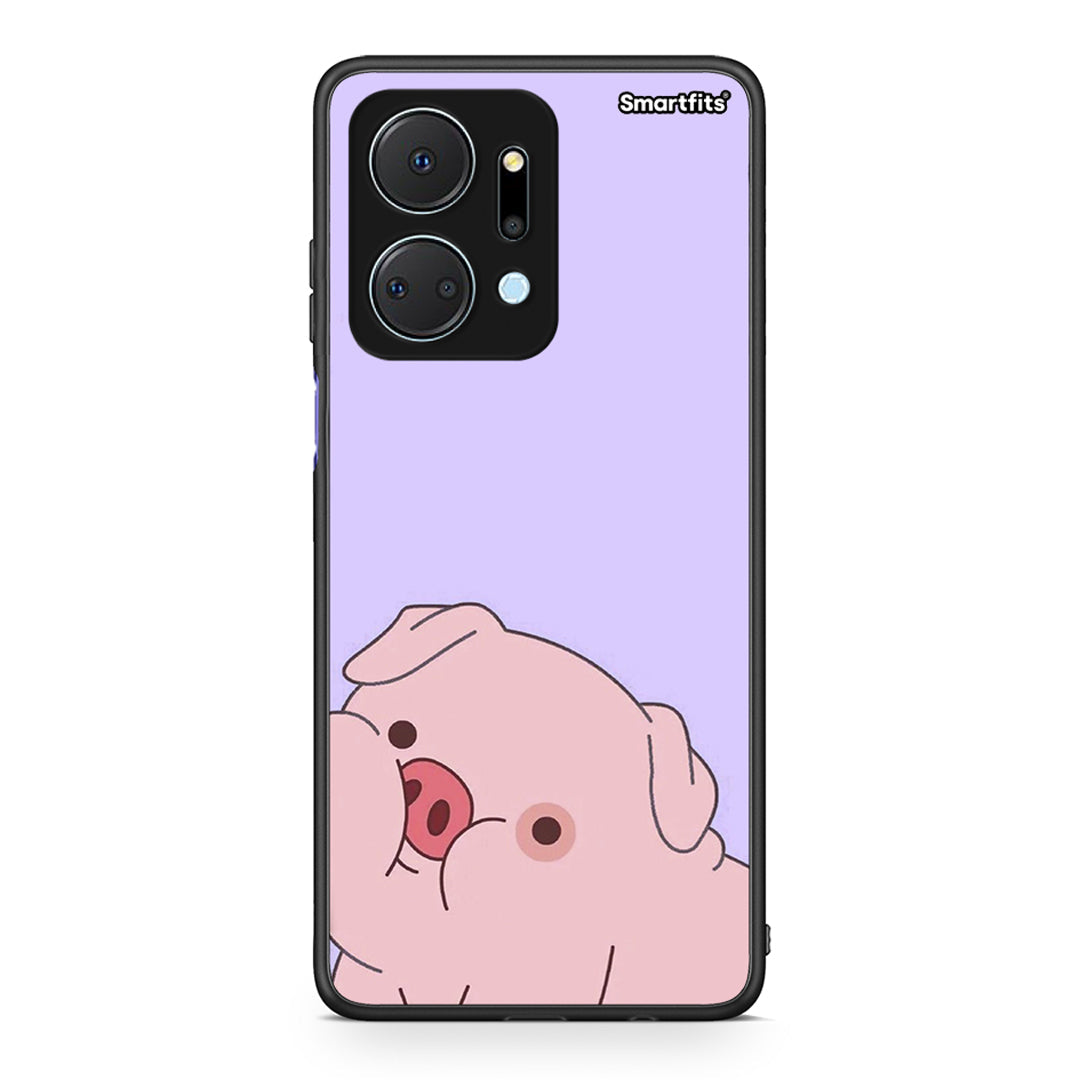 Honor X7a Pig Love 2 Θήκη Αγίου Βαλεντίνου από τη Smartfits με σχέδιο στο πίσω μέρος και μαύρο περίβλημα | Smartphone case with colorful back and black bezels by Smartfits