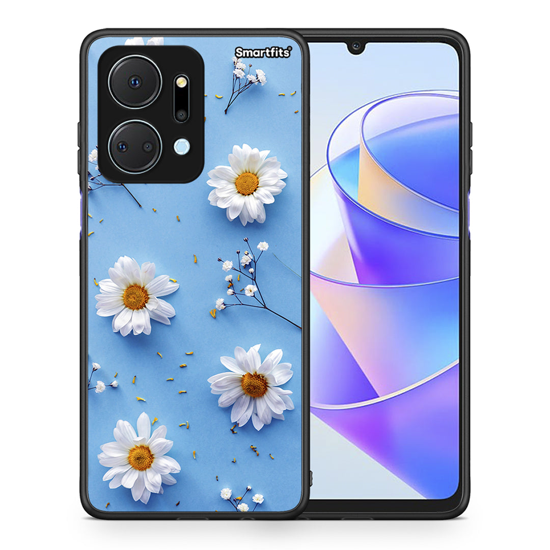 Θήκη Honor X7a Real Daisies από τη Smartfits με σχέδιο στο πίσω μέρος και μαύρο περίβλημα | Honor X7a Real Daisies case with colorful back and black bezels