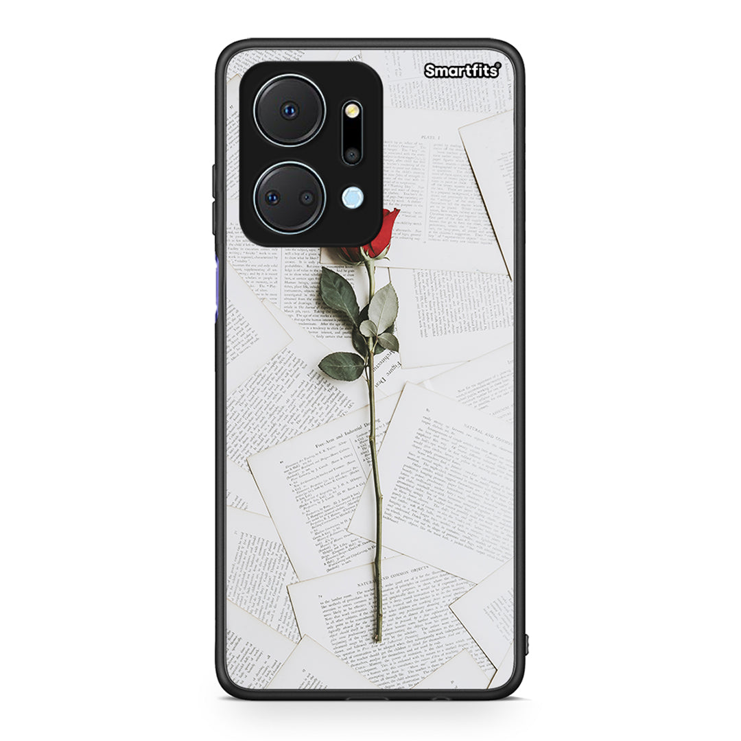 Honor X7a Red Rose θήκη από τη Smartfits με σχέδιο στο πίσω μέρος και μαύρο περίβλημα | Smartphone case with colorful back and black bezels by Smartfits