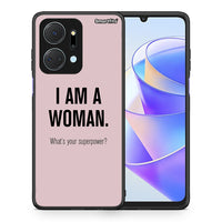 Thumbnail for Θήκη Honor X7a Superpower Woman από τη Smartfits με σχέδιο στο πίσω μέρος και μαύρο περίβλημα | Honor X7a Superpower Woman case with colorful back and black bezels