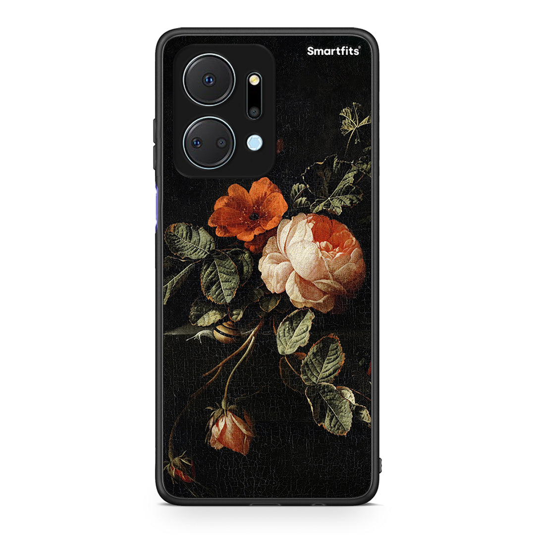 Honor X7a Vintage Roses θήκη από τη Smartfits με σχέδιο στο πίσω μέρος και μαύρο περίβλημα | Smartphone case with colorful back and black bezels by Smartfits