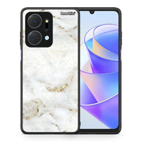 Thumbnail for Θήκη Honor X7a White Gold Marble από τη Smartfits με σχέδιο στο πίσω μέρος και μαύρο περίβλημα | Honor X7a White Gold Marble case with colorful back and black bezels
