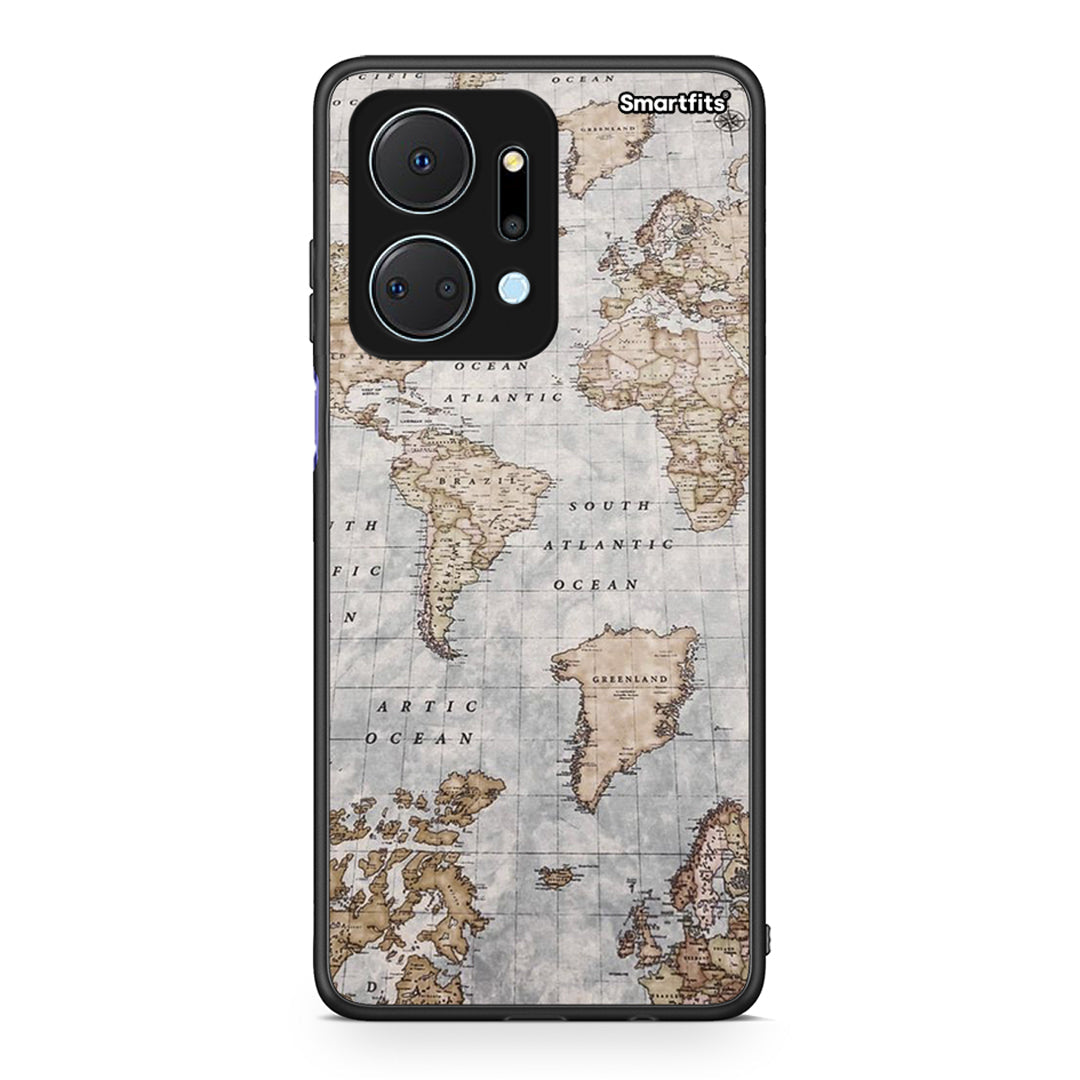 Honor X7a World Map Θήκη από τη Smartfits με σχέδιο στο πίσω μέρος και μαύρο περίβλημα | Smartphone case with colorful back and black bezels by Smartfits