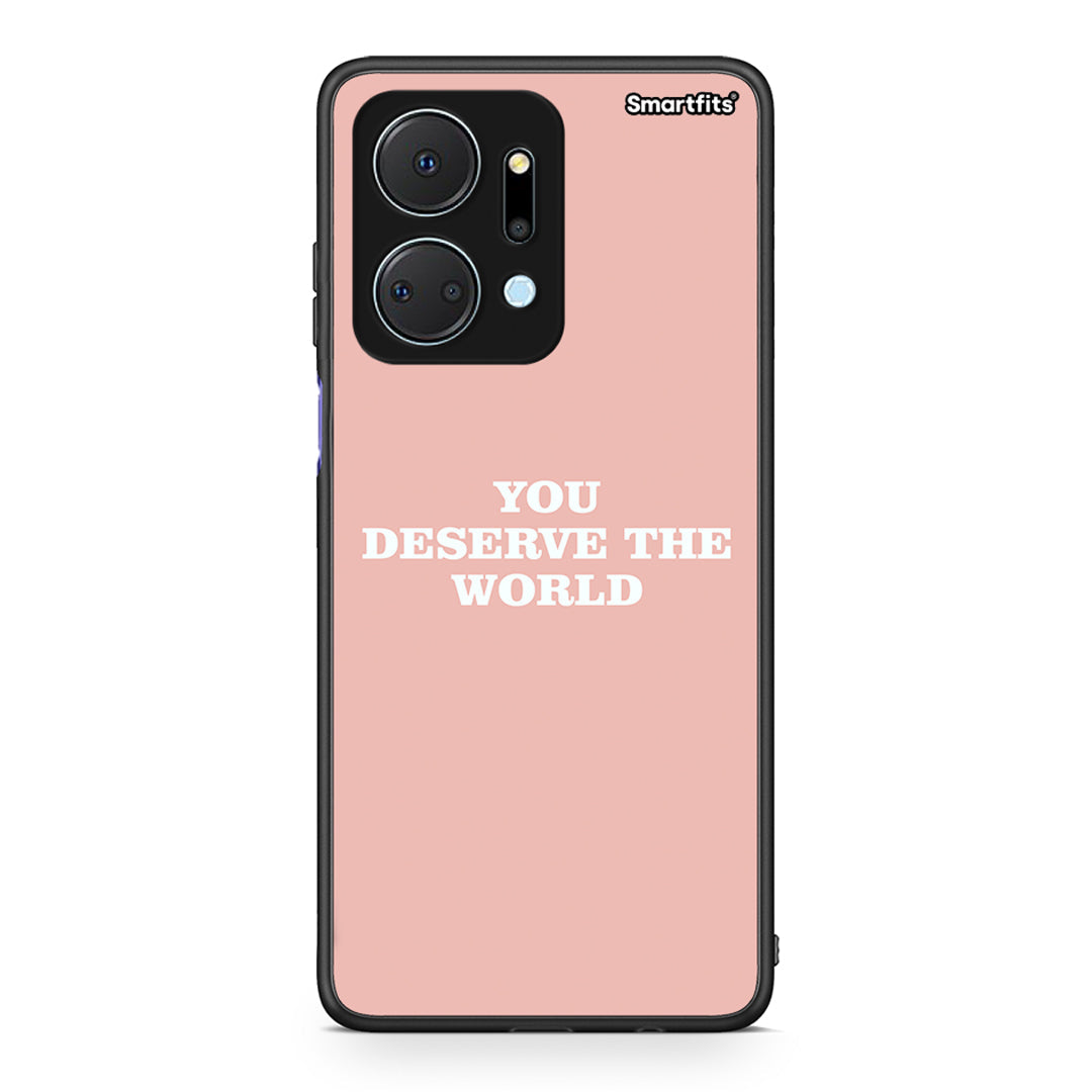 Honor X7a You Deserve The World Θήκη Αγίου Βαλεντίνου από τη Smartfits με σχέδιο στο πίσω μέρος και μαύρο περίβλημα | Smartphone case with colorful back and black bezels by Smartfits