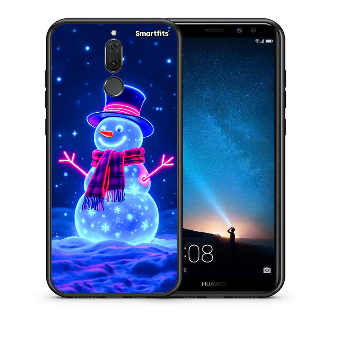 Θήκη Huawei Mate 10 Lite Christmas Neon Snowman από τη Smartfits με σχέδιο στο πίσω μέρος και μαύρο περίβλημα | Huawei Mate 10 Lite Christmas Neon Snowman case with colorful back and black bezels