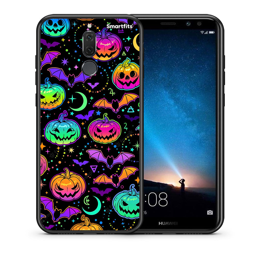 Θήκη Huawei Mate 10 Lite Neon Halloween από τη Smartfits με σχέδιο στο πίσω μέρος και μαύρο περίβλημα | Huawei Mate 10 Lite Neon Halloween case with colorful back and black bezels