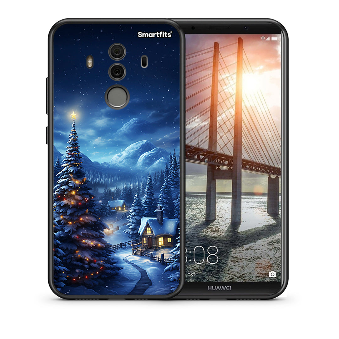 Θήκη Huawei Mate 10 Pro Christmas Scenery από τη Smartfits με σχέδιο στο πίσω μέρος και μαύρο περίβλημα | Huawei Mate 10 Pro Christmas Scenery case with colorful back and black bezels