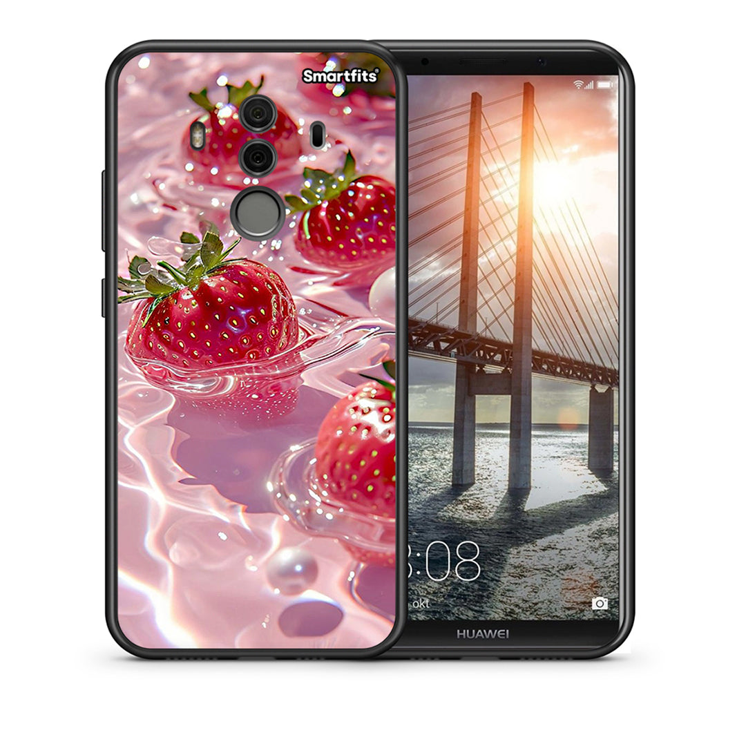 Θήκη Huawei Mate 10 Pro Juicy Strawberries από τη Smartfits με σχέδιο στο πίσω μέρος και μαύρο περίβλημα | Huawei Mate 10 Pro Juicy Strawberries case with colorful back and black bezels