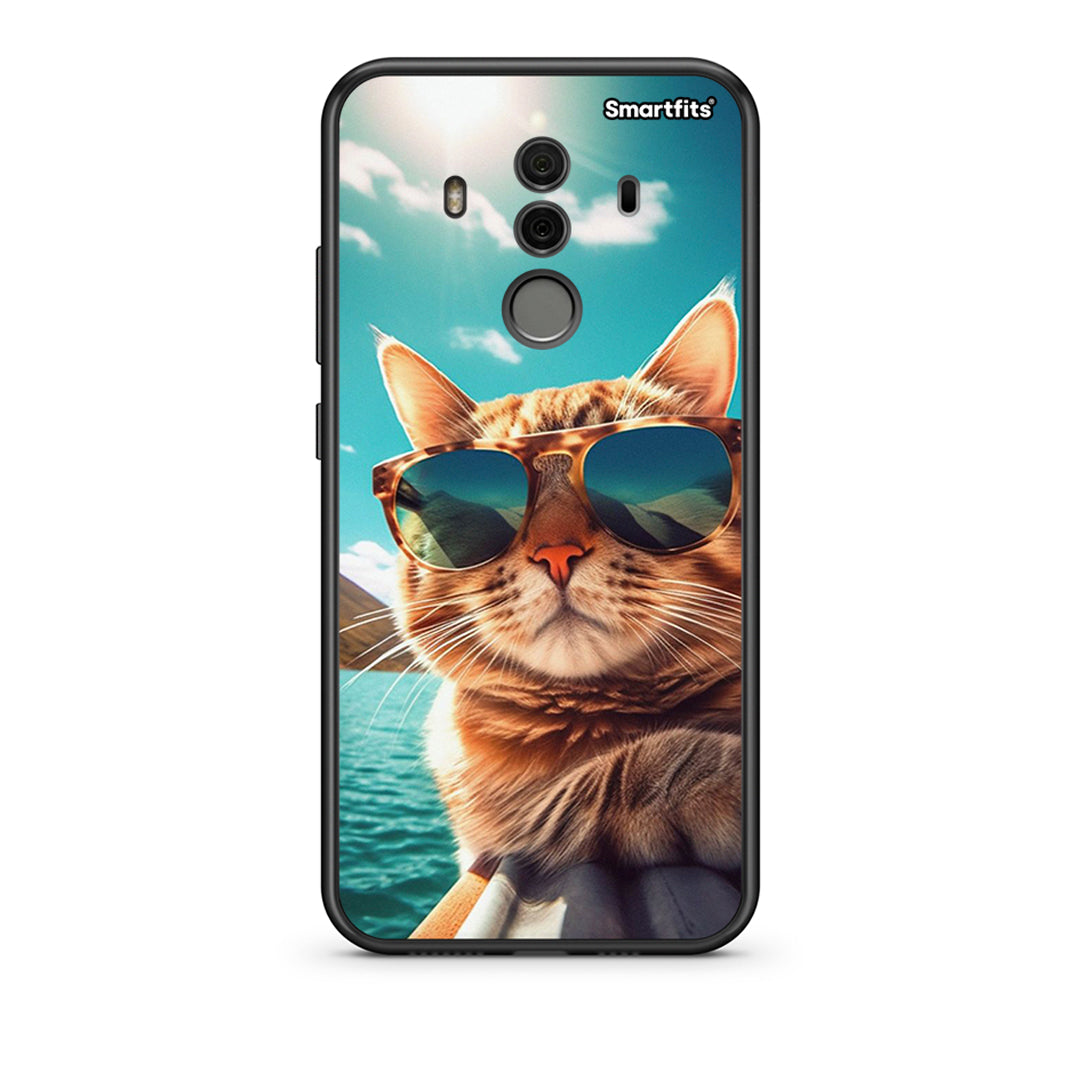 Huawei Mate 10 Pro Summer Cat θήκη από τη Smartfits με σχέδιο στο πίσω μέρος και μαύρο περίβλημα | Smartphone case with colorful back and black bezels by Smartfits