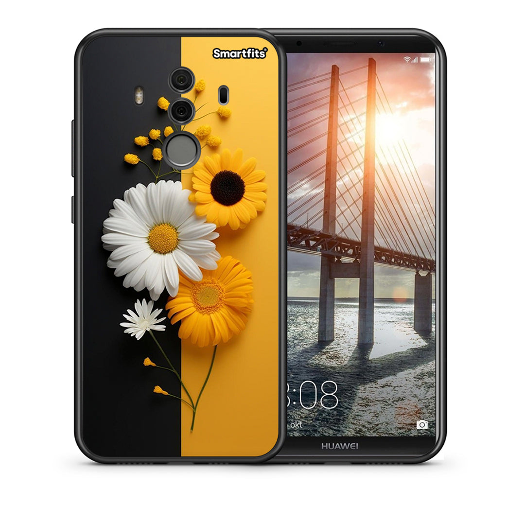 Θήκη Huawei Mate 10 Pro Yellow Daisies από τη Smartfits με σχέδιο στο πίσω μέρος και μαύρο περίβλημα | Huawei Mate 10 Pro Yellow Daisies case with colorful back and black bezels