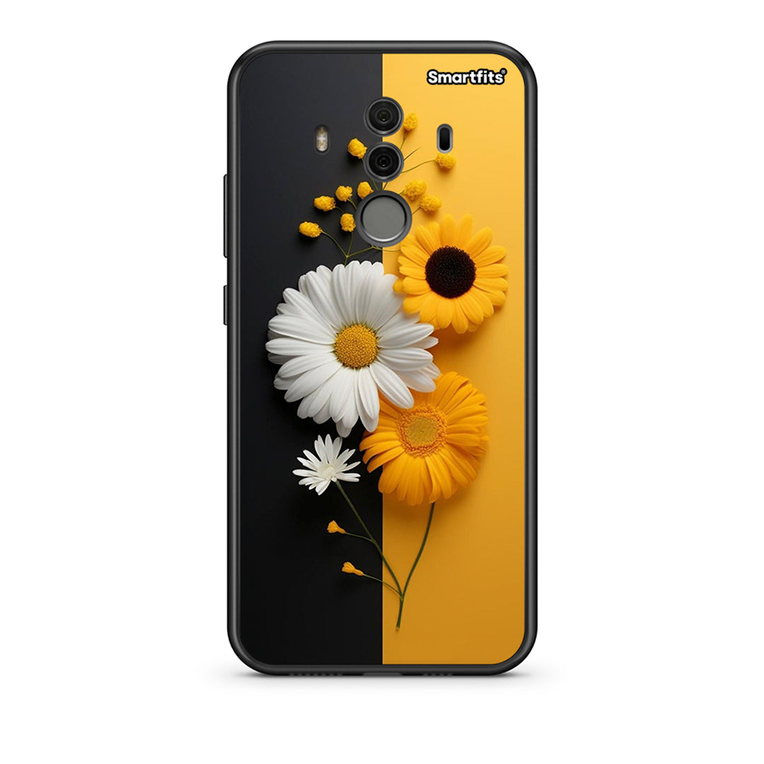 Huawei Mate 10 Pro Yellow Daisies θήκη από τη Smartfits με σχέδιο στο πίσω μέρος και μαύρο περίβλημα | Smartphone case with colorful back and black bezels by Smartfits