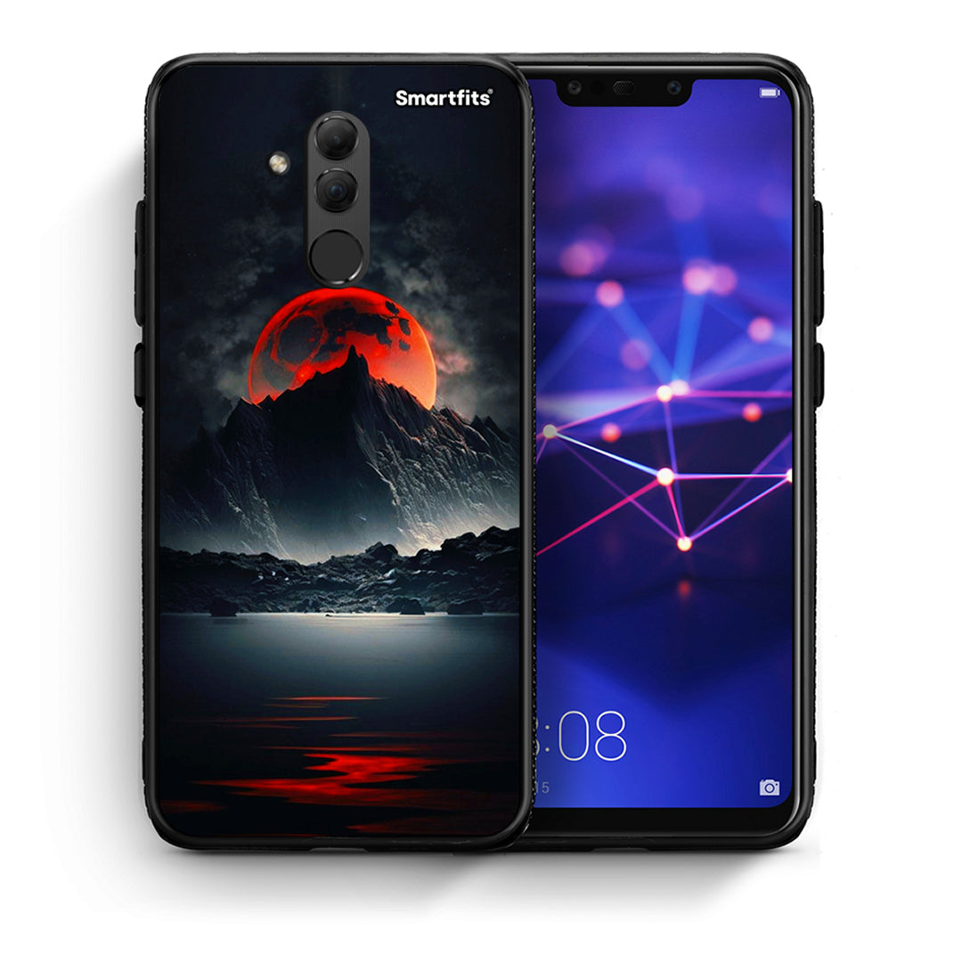 Θήκη Huawei Mate 20 Lite Red Full Moon από τη Smartfits με σχέδιο στο πίσω μέρος και μαύρο περίβλημα | Huawei Mate 20 Lite Red Full Moon case with colorful back and black bezels