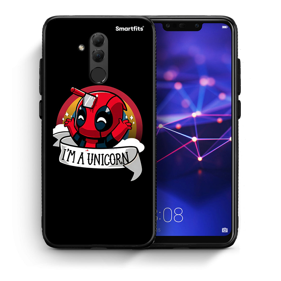 Θήκη Huawei Mate 20 Lite Unicorn Deadpool από τη Smartfits με σχέδιο στο πίσω μέρος και μαύρο περίβλημα | Huawei Mate 20 Lite Unicorn Deadpool case with colorful back and black bezels