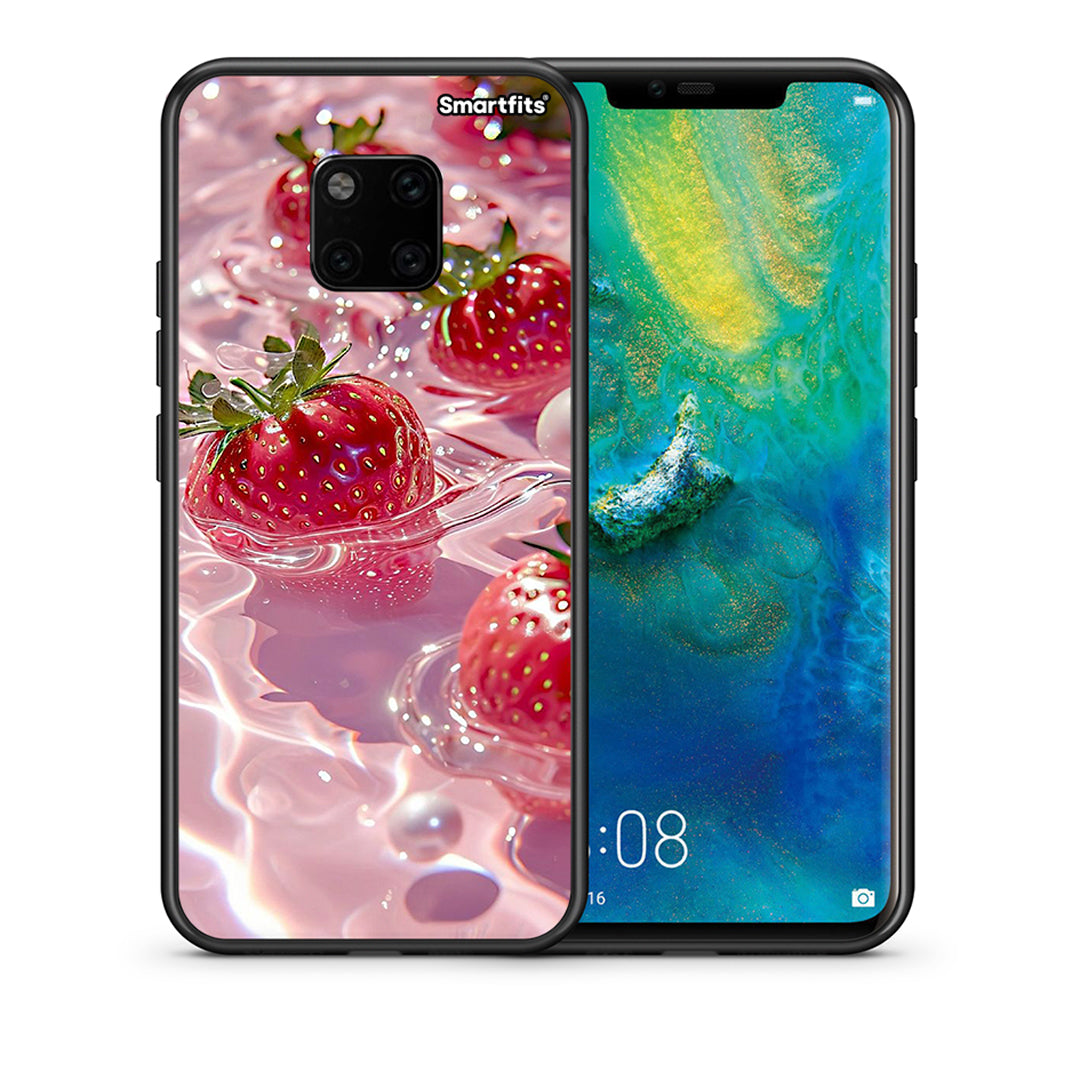 Θήκη Huawei Mate 20 Pro Juicy Strawberries από τη Smartfits με σχέδιο στο πίσω μέρος και μαύρο περίβλημα | Huawei Mate 20 Pro Juicy Strawberries case with colorful back and black bezels