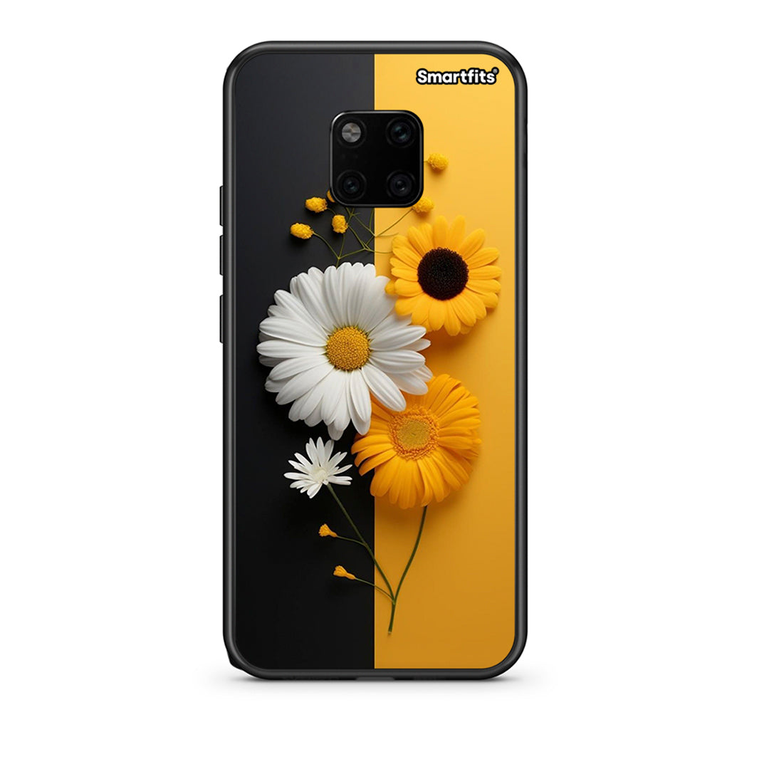 Huawei Mate 20 Pro Yellow Daisies θήκη από τη Smartfits με σχέδιο στο πίσω μέρος και μαύρο περίβλημα | Smartphone case with colorful back and black bezels by Smartfits