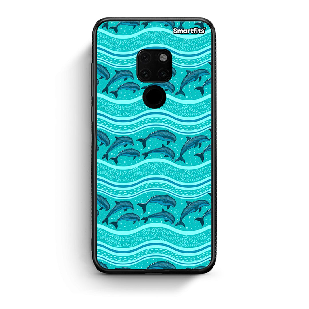 Huawei Mate 20 Swimming Dolphins θήκη από τη Smartfits με σχέδιο στο πίσω μέρος και μαύρο περίβλημα | Smartphone case with colorful back and black bezels by Smartfits