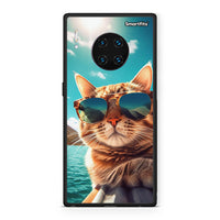 Thumbnail for Huawei Mate 30 Pro Summer Cat θήκη από τη Smartfits με σχέδιο στο πίσω μέρος και μαύρο περίβλημα | Smartphone case with colorful back and black bezels by Smartfits