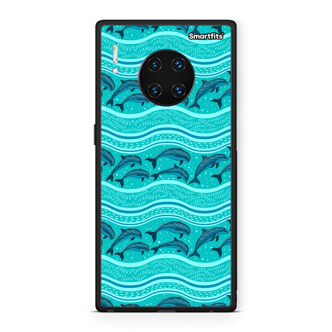 Huawei Mate 30 Pro Swimming Dolphins θήκη από τη Smartfits με σχέδιο στο πίσω μέρος και μαύρο περίβλημα | Smartphone case with colorful back and black bezels by Smartfits