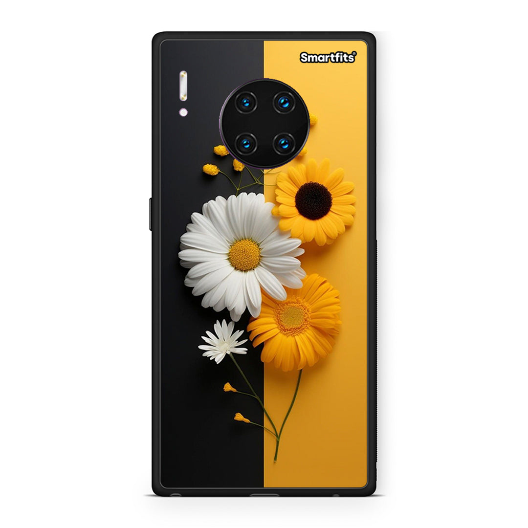 Huawei Mate 30 Pro Yellow Daisies θήκη από τη Smartfits με σχέδιο στο πίσω μέρος και μαύρο περίβλημα | Smartphone case with colorful back and black bezels by Smartfits