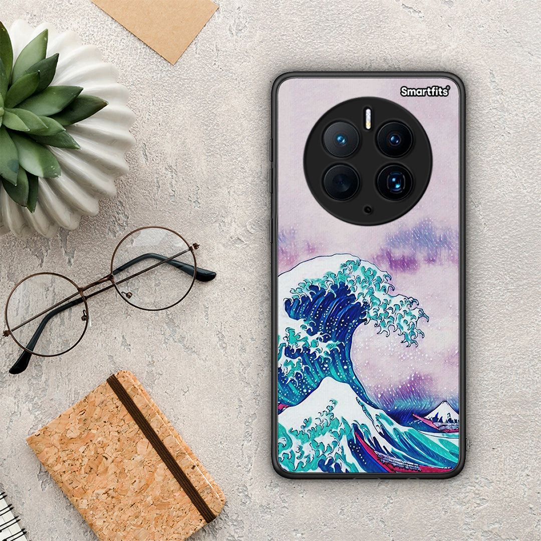 Θήκη Huawei Mate 50 Pro Blue Waves από τη Smartfits με σχέδιο στο πίσω μέρος και μαύρο περίβλημα | Huawei Mate 50 Pro Blue Waves Case with Colorful Back and Black Bezels