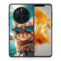 Thumbnail for Θήκη Huawei Mate 50 Pro Summer Cat από τη Smartfits με σχέδιο στο πίσω μέρος και μαύρο περίβλημα | Huawei Mate 50 Pro Summer Cat Case with Colorful Back and Black Bezels