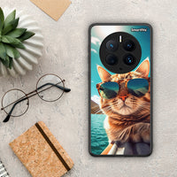 Thumbnail for Θήκη Huawei Mate 50 Pro Summer Cat από τη Smartfits με σχέδιο στο πίσω μέρος και μαύρο περίβλημα | Huawei Mate 50 Pro Summer Cat Case with Colorful Back and Black Bezels