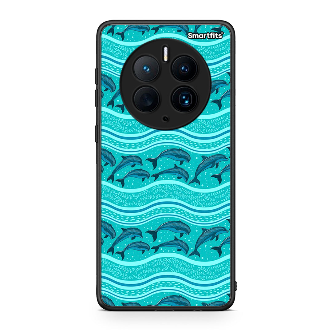 Θήκη Huawei Mate 50 Pro Swimming Dolphins από τη Smartfits με σχέδιο στο πίσω μέρος και μαύρο περίβλημα | Huawei Mate 50 Pro Swimming Dolphins Case with Colorful Back and Black Bezels