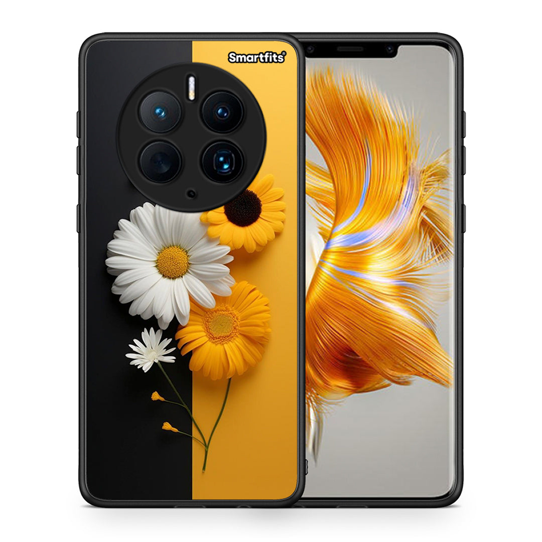 Θήκη Huawei Mate 50 Pro Yellow Daisies από τη Smartfits με σχέδιο στο πίσω μέρος και μαύρο περίβλημα | Huawei Mate 50 Pro Yellow Daisies Case with Colorful Back and Black Bezels