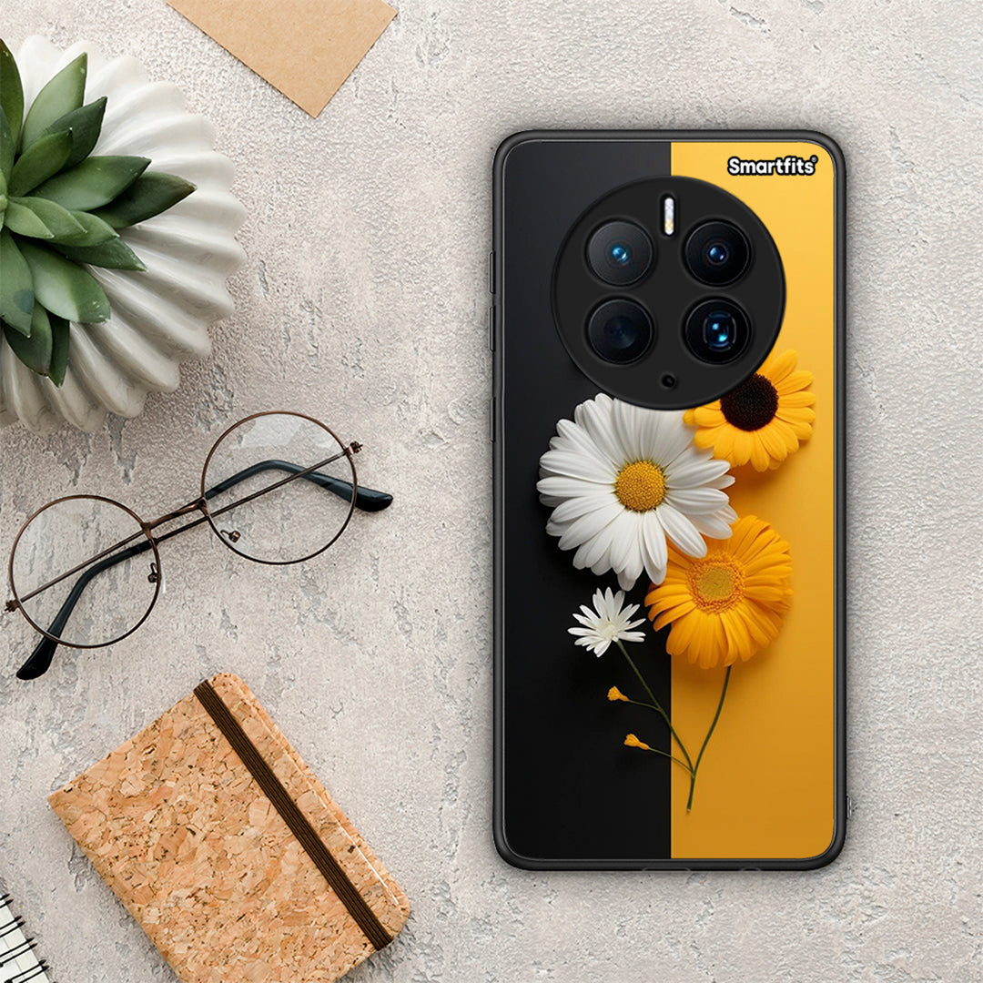 Θήκη Huawei Mate 50 Pro Yellow Daisies από τη Smartfits με σχέδιο στο πίσω μέρος και μαύρο περίβλημα | Huawei Mate 50 Pro Yellow Daisies Case with Colorful Back and Black Bezels