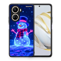 Thumbnail for Θήκη Huawei Nova 10 SE Christmas Neon Snowman από τη Smartfits με σχέδιο στο πίσω μέρος και μαύρο περίβλημα | Huawei Nova 10 SE Christmas Neon Snowman Case with Colorful Back and Black Bezels