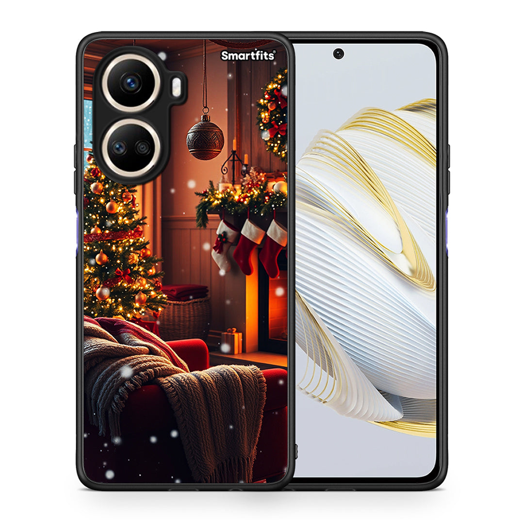 Θήκη Huawei Nova 10 SE Home For Christmas από τη Smartfits με σχέδιο στο πίσω μέρος και μαύρο περίβλημα | Huawei Nova 10 SE Home For Christmas Case with Colorful Back and Black Bezels