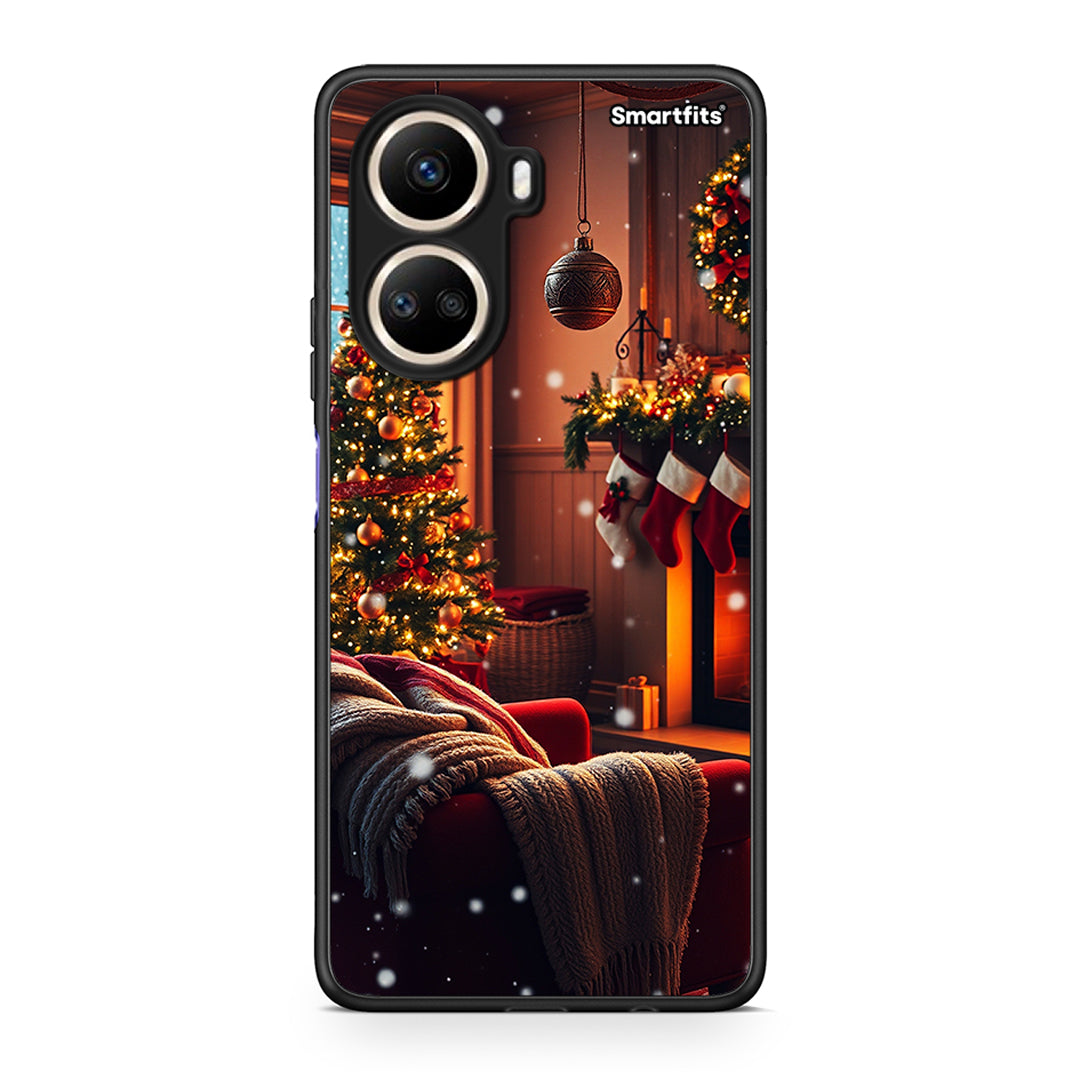 Θήκη Huawei Nova 10 SE Home For Christmas από τη Smartfits με σχέδιο στο πίσω μέρος και μαύρο περίβλημα | Huawei Nova 10 SE Home For Christmas Case with Colorful Back and Black Bezels