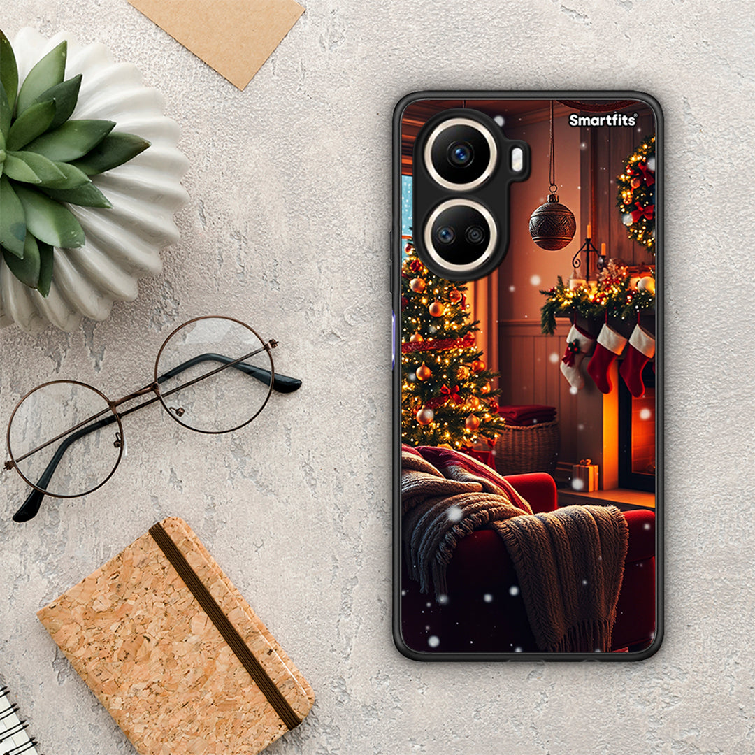 Θήκη Huawei Nova 10 SE Home For Christmas από τη Smartfits με σχέδιο στο πίσω μέρος και μαύρο περίβλημα | Huawei Nova 10 SE Home For Christmas Case with Colorful Back and Black Bezels