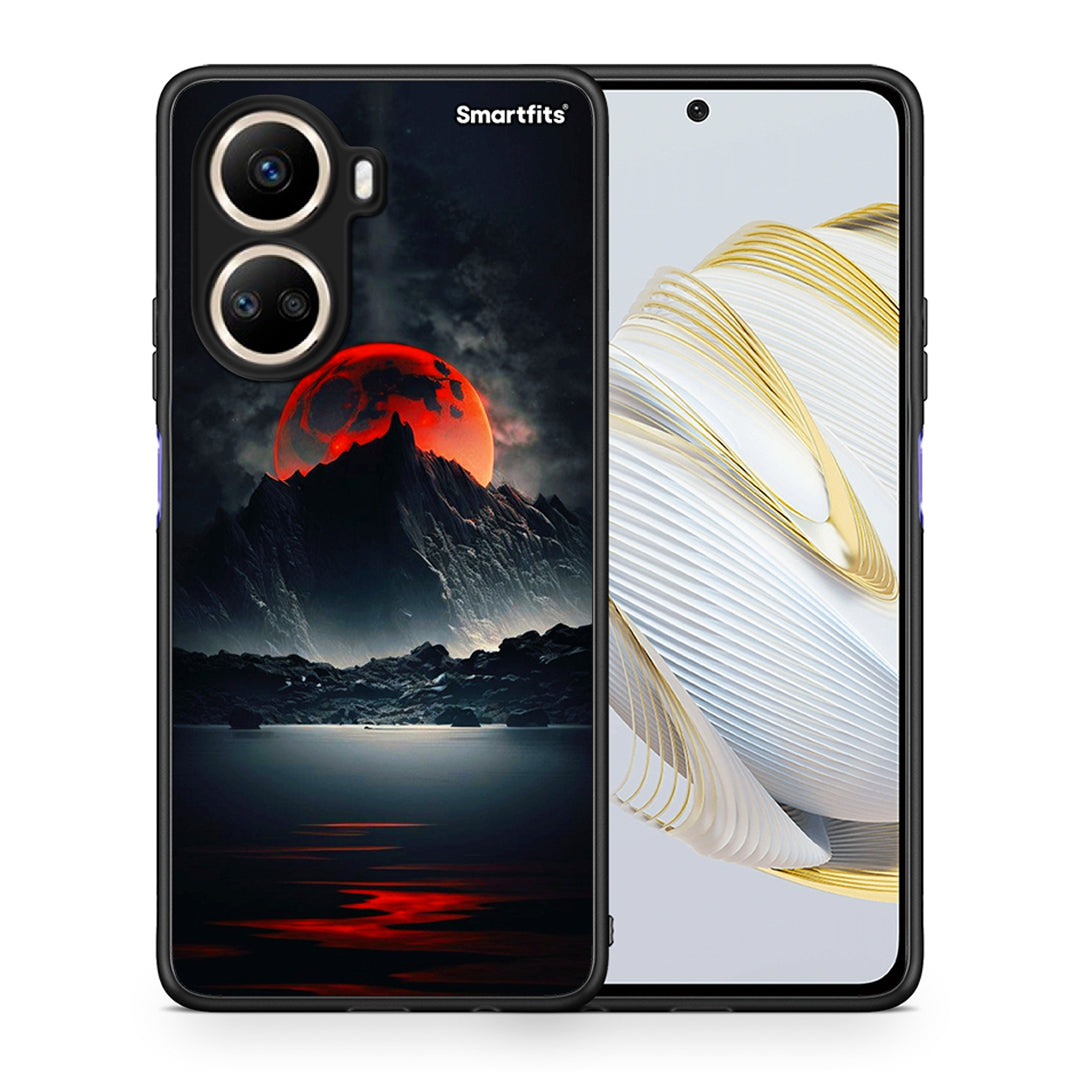 Θήκη Huawei Nova 10 SE Red Full Moon από τη Smartfits με σχέδιο στο πίσω μέρος και μαύρο περίβλημα | Huawei Nova 10 SE Red Full Moon Case with Colorful Back and Black Bezels