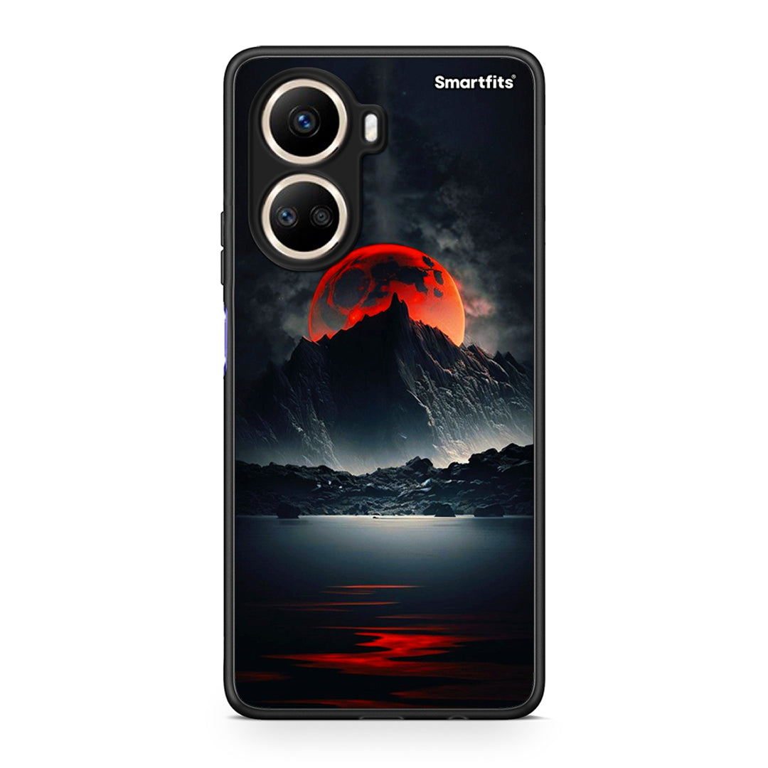 Θήκη Huawei Nova 10 SE Red Full Moon από τη Smartfits με σχέδιο στο πίσω μέρος και μαύρο περίβλημα | Huawei Nova 10 SE Red Full Moon Case with Colorful Back and Black Bezels