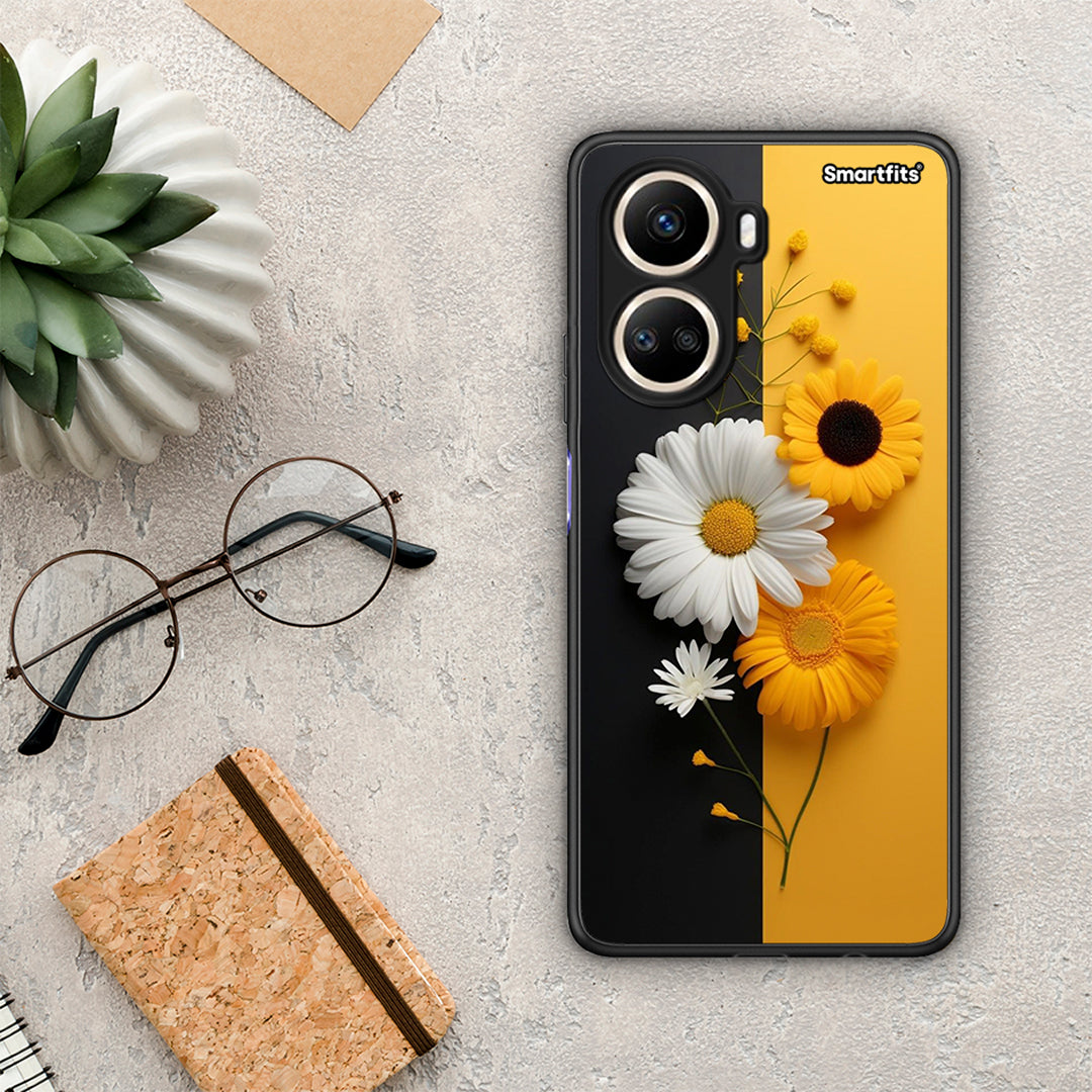 Θήκη Huawei Nova 10 SE Yellow Daisies από τη Smartfits με σχέδιο στο πίσω μέρος και μαύρο περίβλημα | Huawei Nova 10 SE Yellow Daisies Case with Colorful Back and Black Bezels