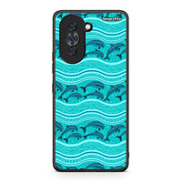 Thumbnail for Huawei Nova 10 Swimming Dolphins θήκη από τη Smartfits με σχέδιο στο πίσω μέρος και μαύρο περίβλημα | Smartphone case with colorful back and black bezels by Smartfits